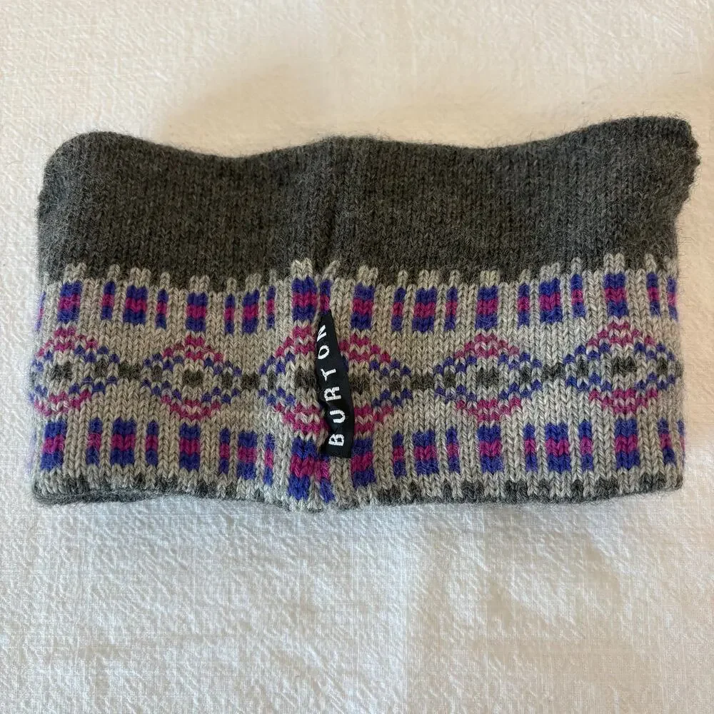 Burton The Cellar Vermont Wool Fair Isle Neck Gaiter Cowl Ski Snowboard Gray